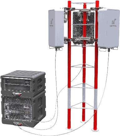 Deployable private 5G site with radio units and a compact core-and-RAN cabinet